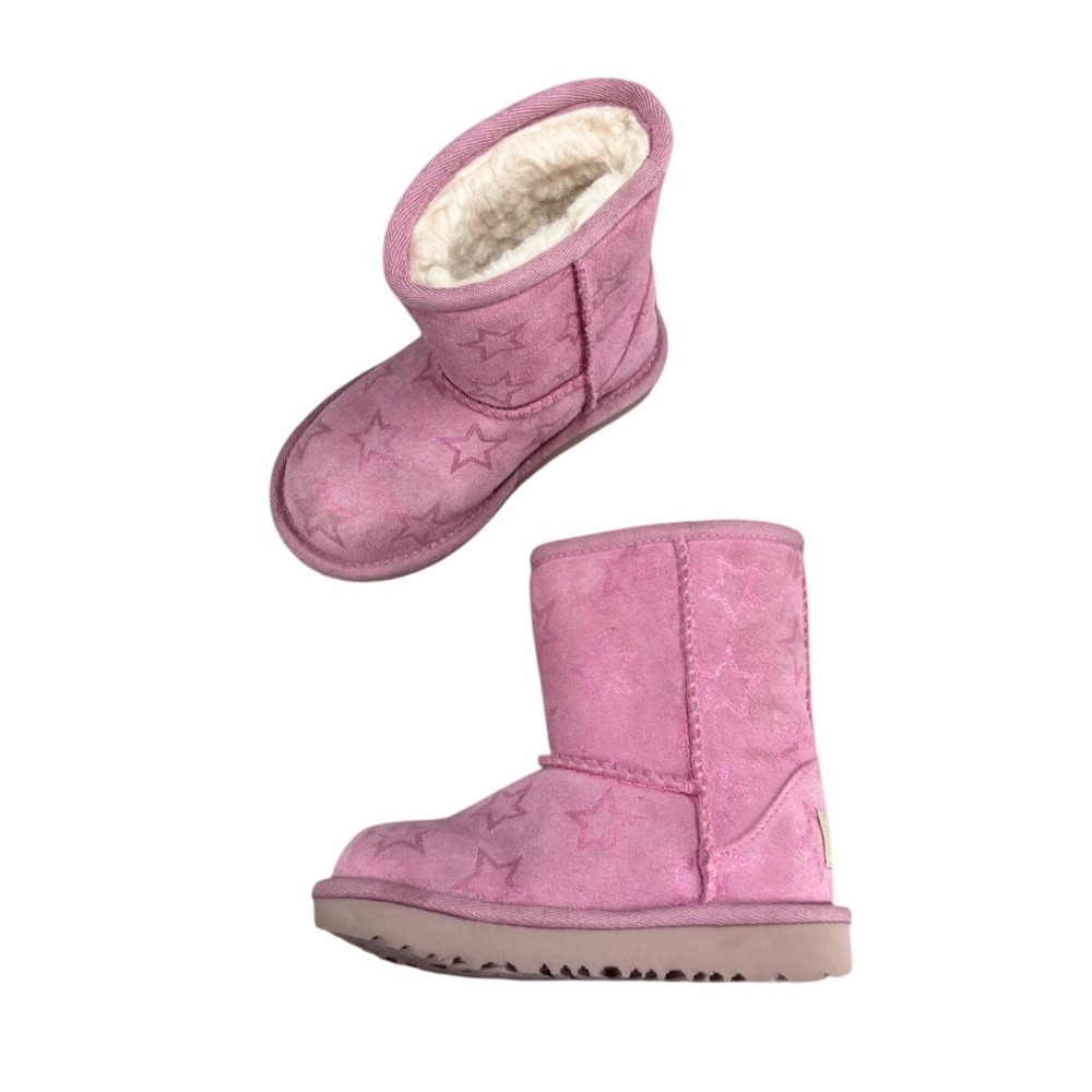UGG Classic II Boots Starry Night Metallic Pink Suede Star Kids Size 8 Toddler